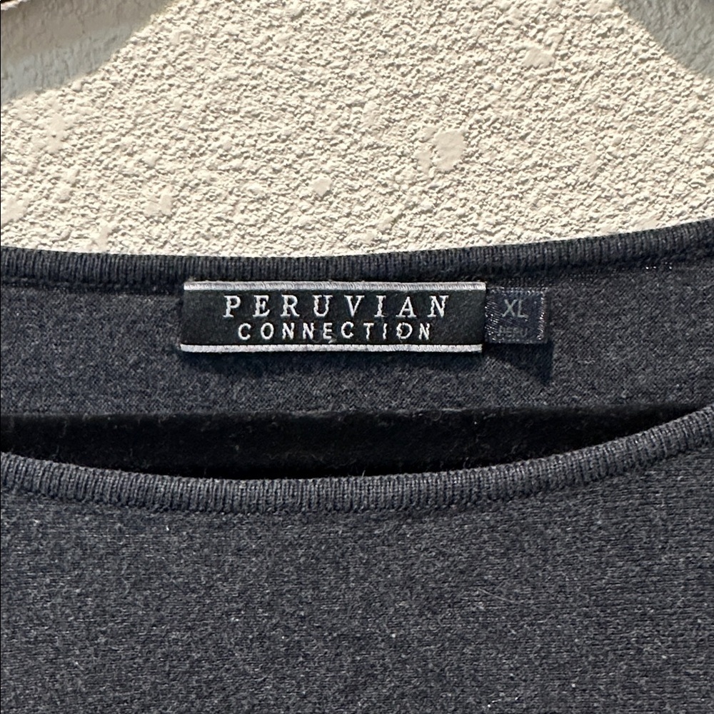 Peruvian Connection Charcoal Gray Top size Xl - Picture 2 of 11
